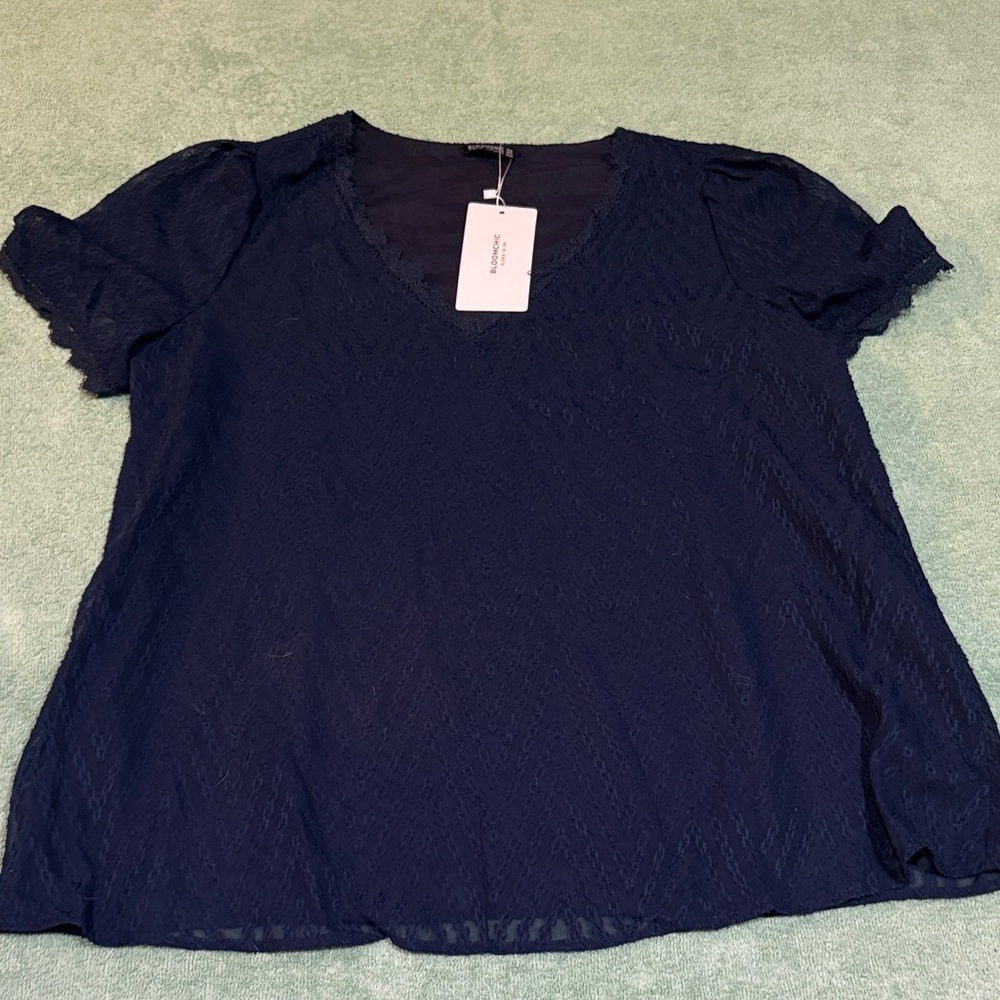 BloomChic Deep Blue Lace Blouse